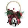 Silver Christmas Bell Door Hanger with Red Buffalo Check Bow Christmas Bells And Bows|