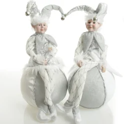Silver Elf on Bauble Christmas Ornament Christmas Elves And Fairies|