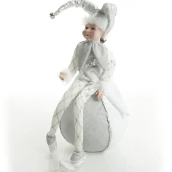 Silver Elf on Bauble Christmas Ornament Christmas Elves And Fairies|