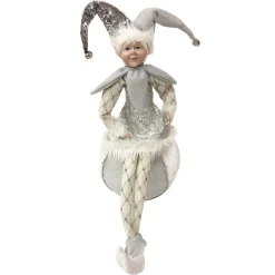 Silver Elf on Bauble Christmas Ornament Christmas Elves And Fairies|
