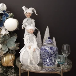 Silver Elf on Bauble Christmas Ornament Christmas Elves And Fairies|