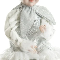 Silver Elf on Bauble Christmas Ornament Christmas Elves And Fairies|