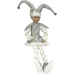 Silver Elf Sitting Christmas Ornament Christmas Elves And Fairies|