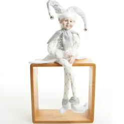 Silver Elf Sitting Christmas Ornament Christmas Elves And Fairies|
