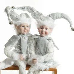 Silver Elf Sitting Christmas Ornament Christmas Elves And Fairies|