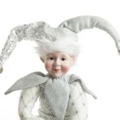Silver Elf Sitting Christmas Ornament Christmas Elves And Fairies|