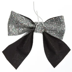 Silver Glitter Bow - Set of 2 Christmas Bells And Bows|