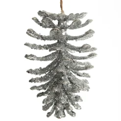 Silver Glitter Faux Hanging Pinecone Pinecones And Acorns|