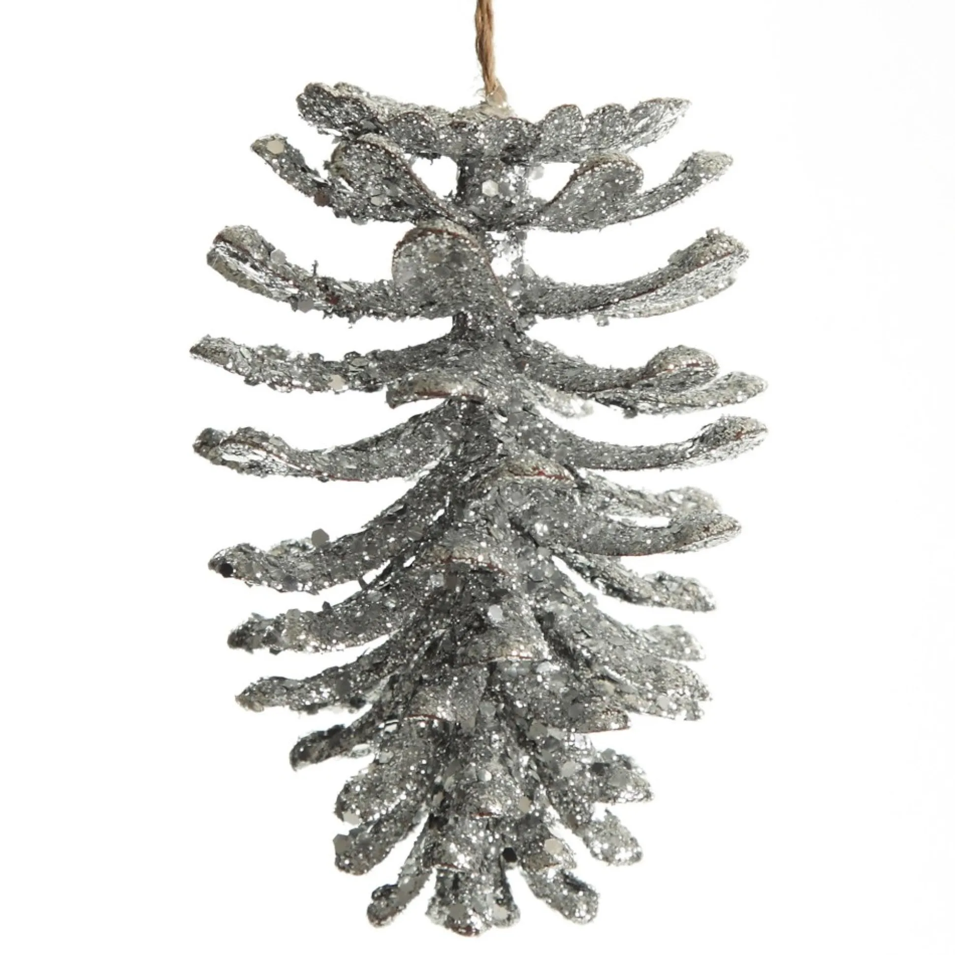 Silver Glitter Faux Hanging Pinecone Pinecones And Acorns|