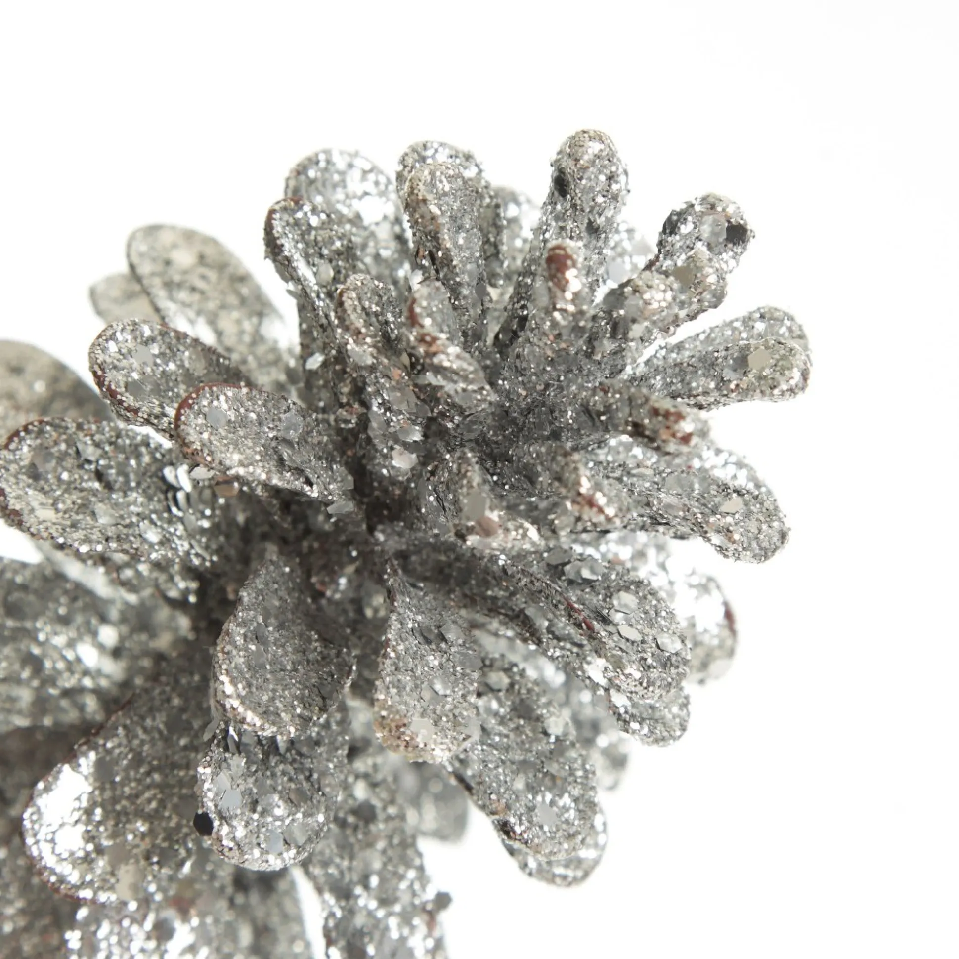 Silver Glitter Faux Hanging Pinecone Pinecones And Acorns|