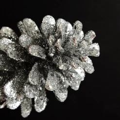 Silver Glitter Faux Hanging Pinecone Pinecones And Acorns|