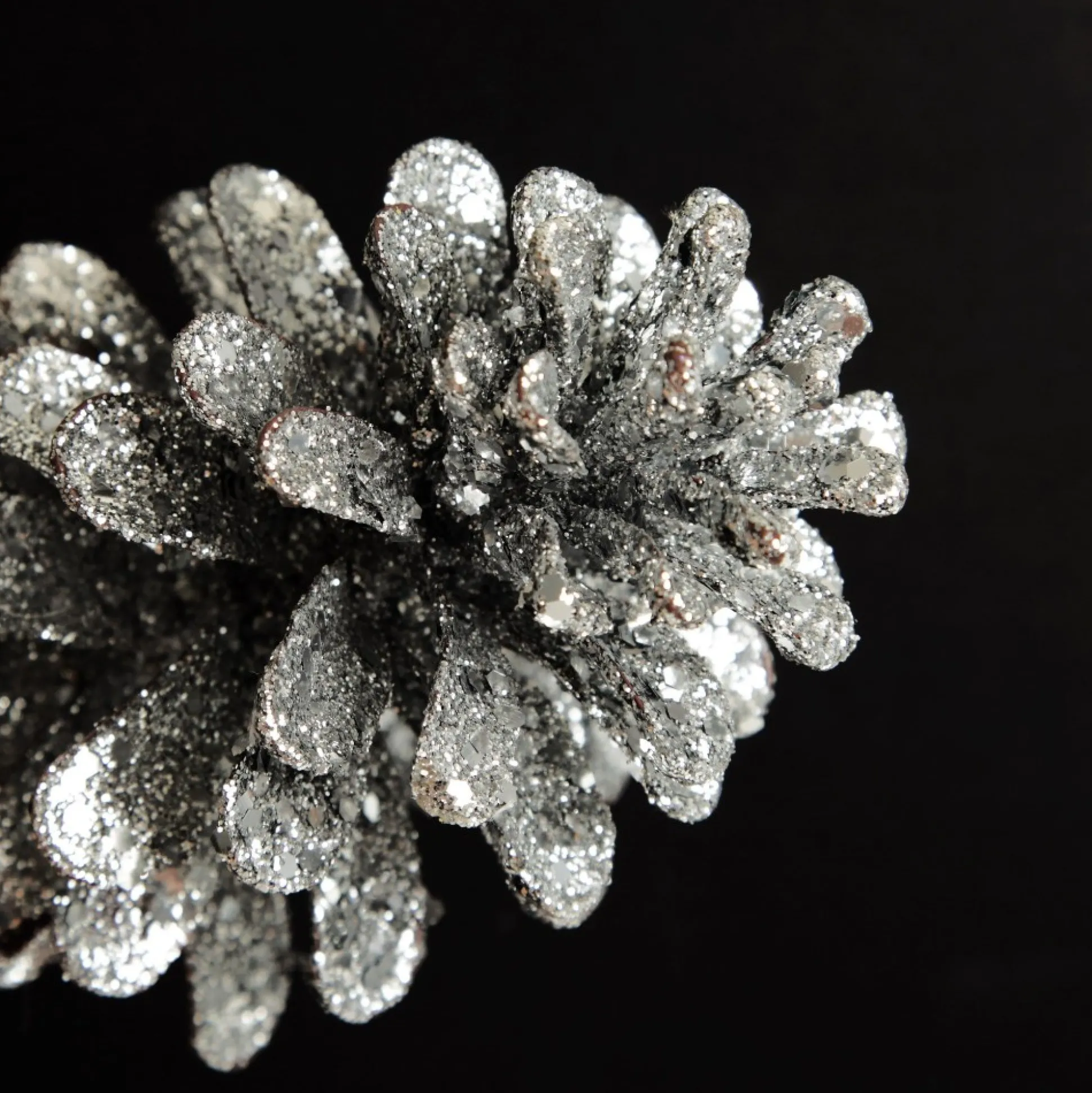 Silver Glitter Faux Hanging Pinecone Pinecones And Acorns|