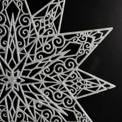 Silver Glitter Hanging Christmas Star Snowflakes And Stars|