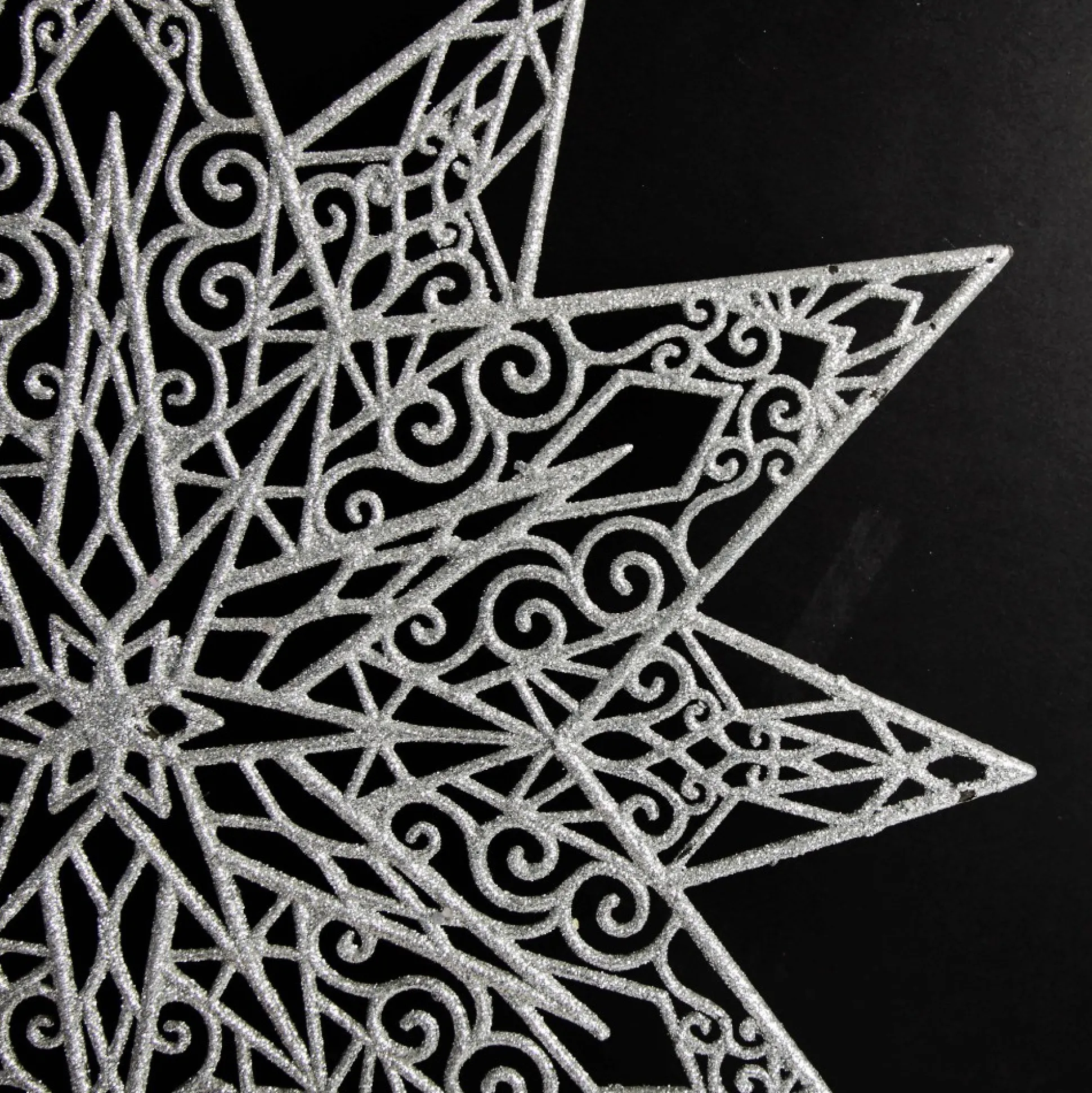 Silver Glitter Hanging Christmas Star Snowflakes And Stars|