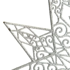 Silver Glitter Hanging Christmas Star Snowflakes And Stars|