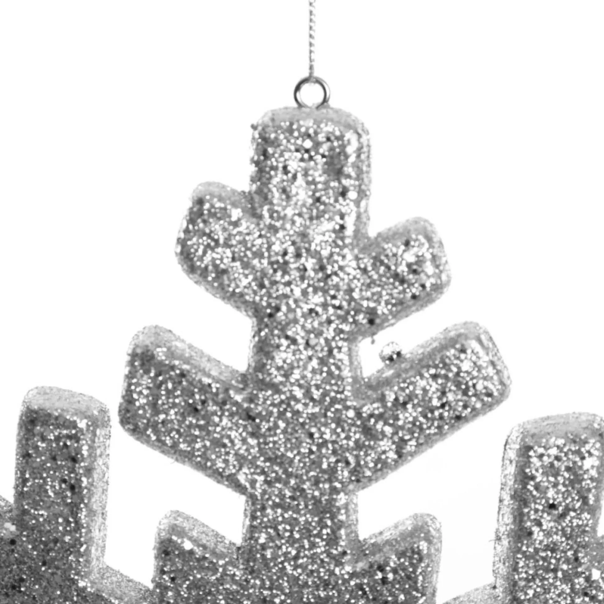 Silver Glitter Hanging Snowflake - Large Snowflakes And Stars|