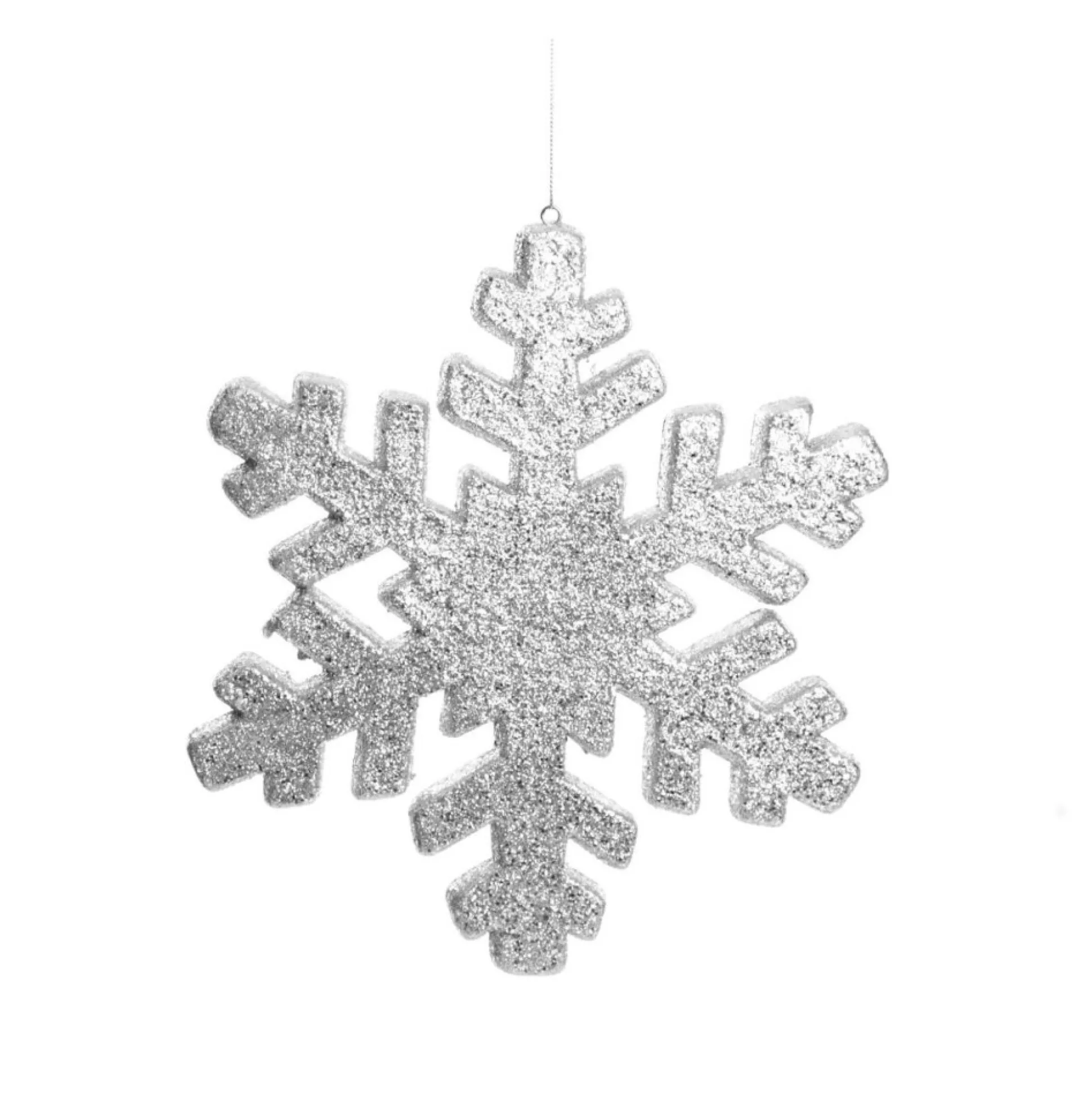 Silver Glitter Hanging Snowflake - Small Snowflakes And Stars|