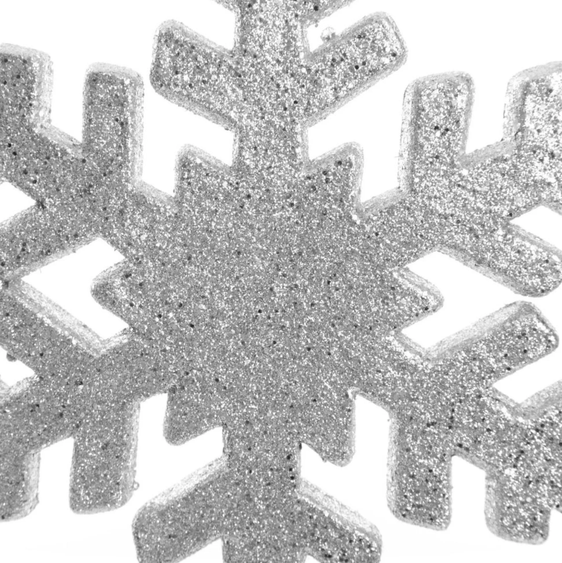 Silver Glitter Hanging Snowflake - Small Snowflakes And Stars|