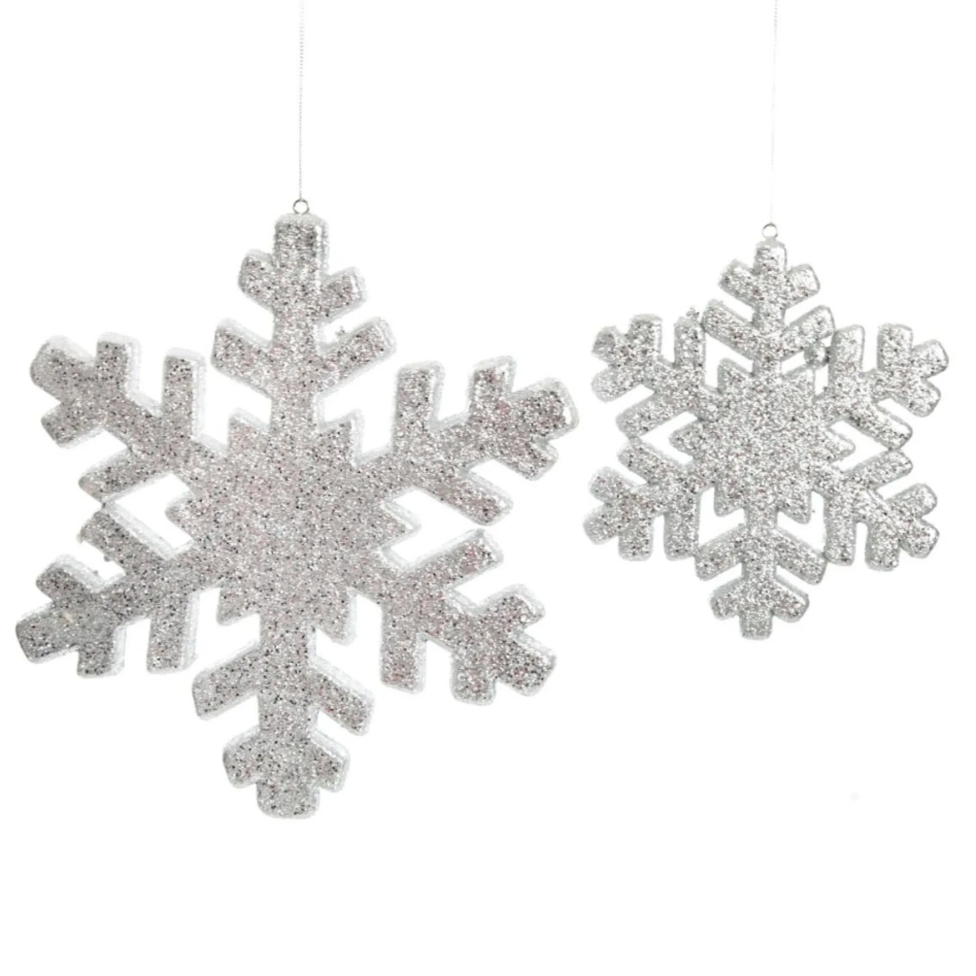 Silver Glitter Hanging Snowflake - Small Snowflakes And Stars|