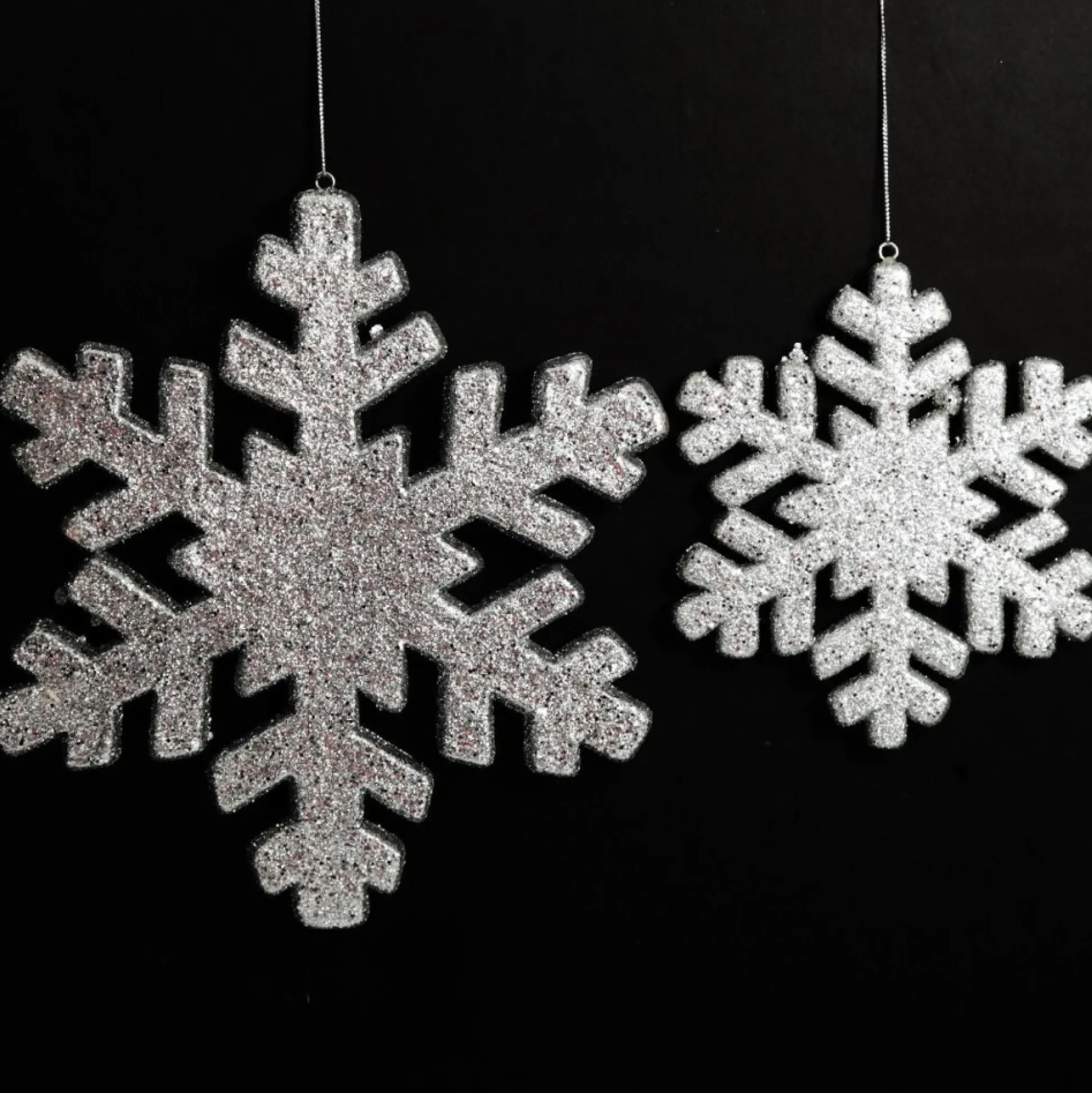 Silver Glitter Hanging Snowflake - Small Snowflakes And Stars|