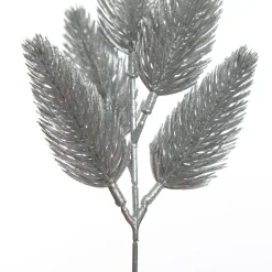 Silver Glitter Pine Bud Pick - Set of 2 Christmas Pick|