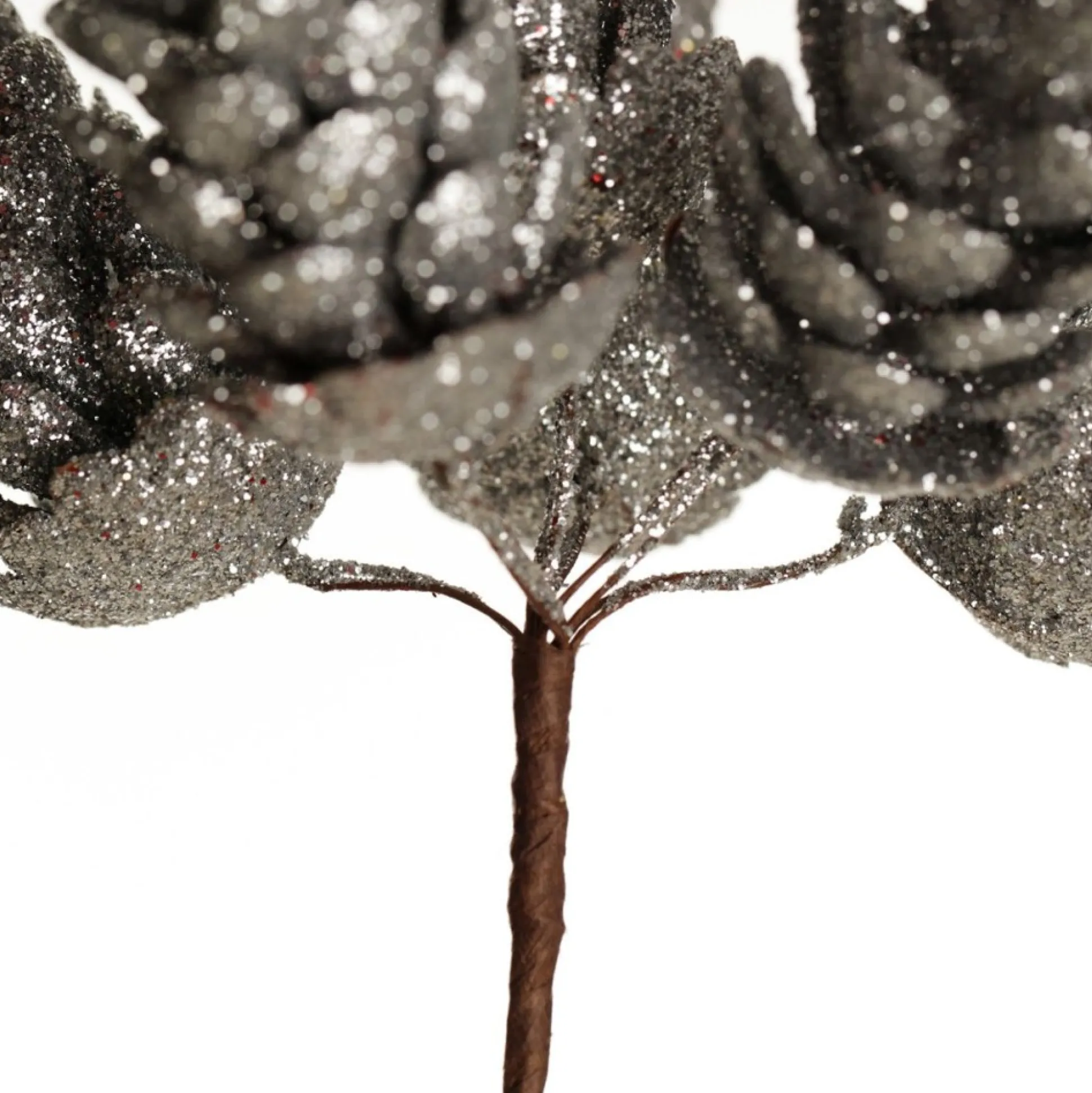 Silver Glitter Pinecone Clusters - Set of 2 Pinecones And Acorns|
