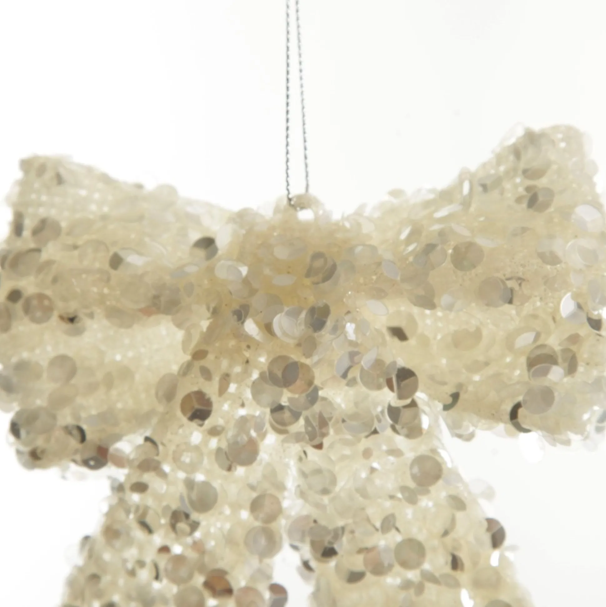 Silver Glitter Sequin Bow Christmas Bells And Bows|
