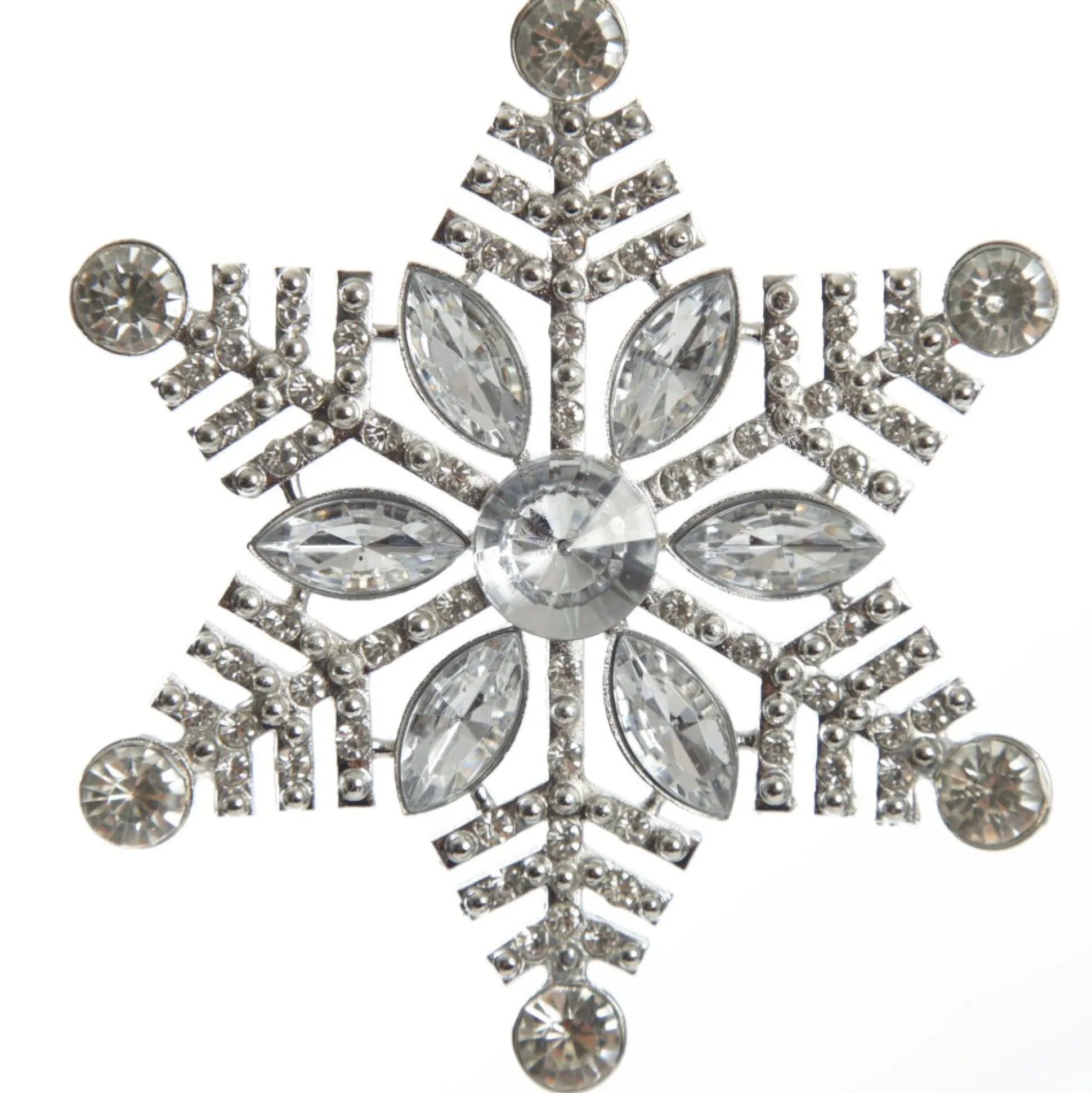 Silver Glitter Snowflake with Diamonte Tree Decoration Snowflakes And Stars|