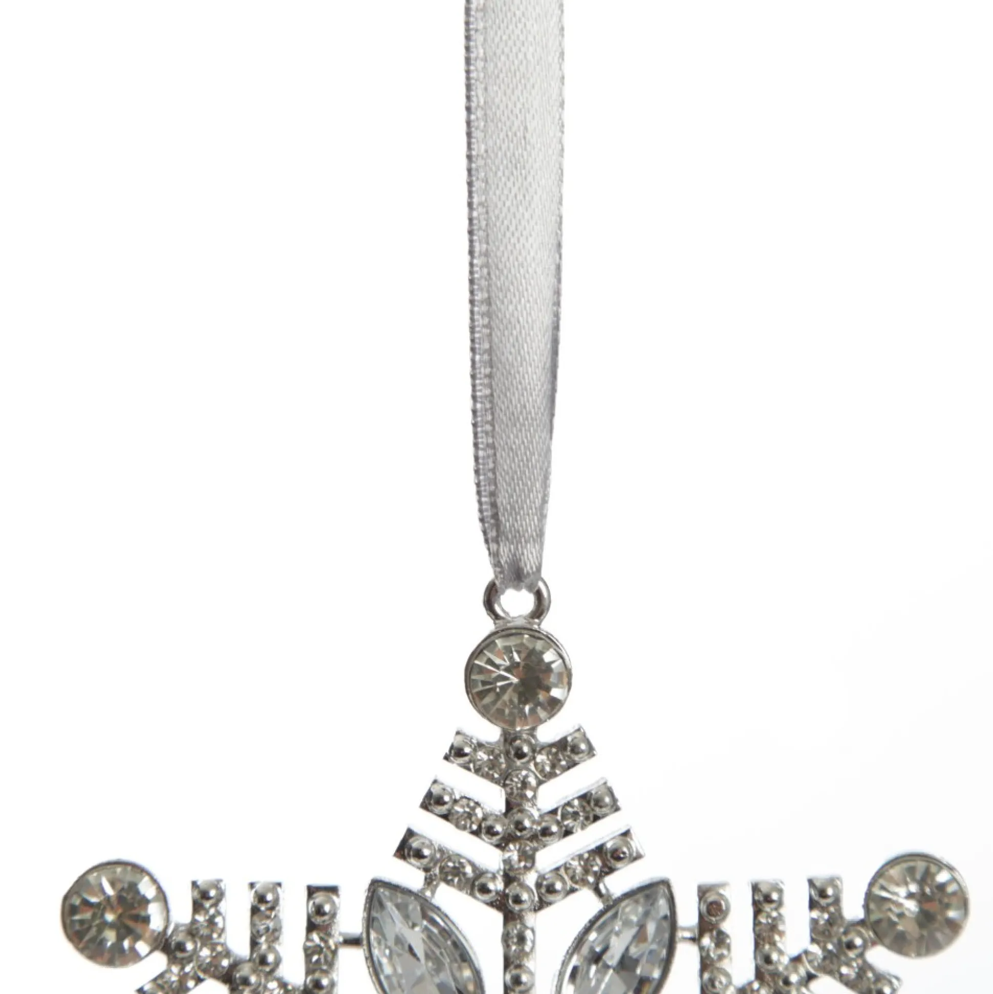 Silver Glitter Snowflake with Diamonte Tree Decoration Snowflakes And Stars|