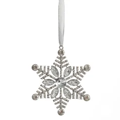 Silver Glitter Snowflake with Diamonte Tree Decoration Snowflakes And Stars|