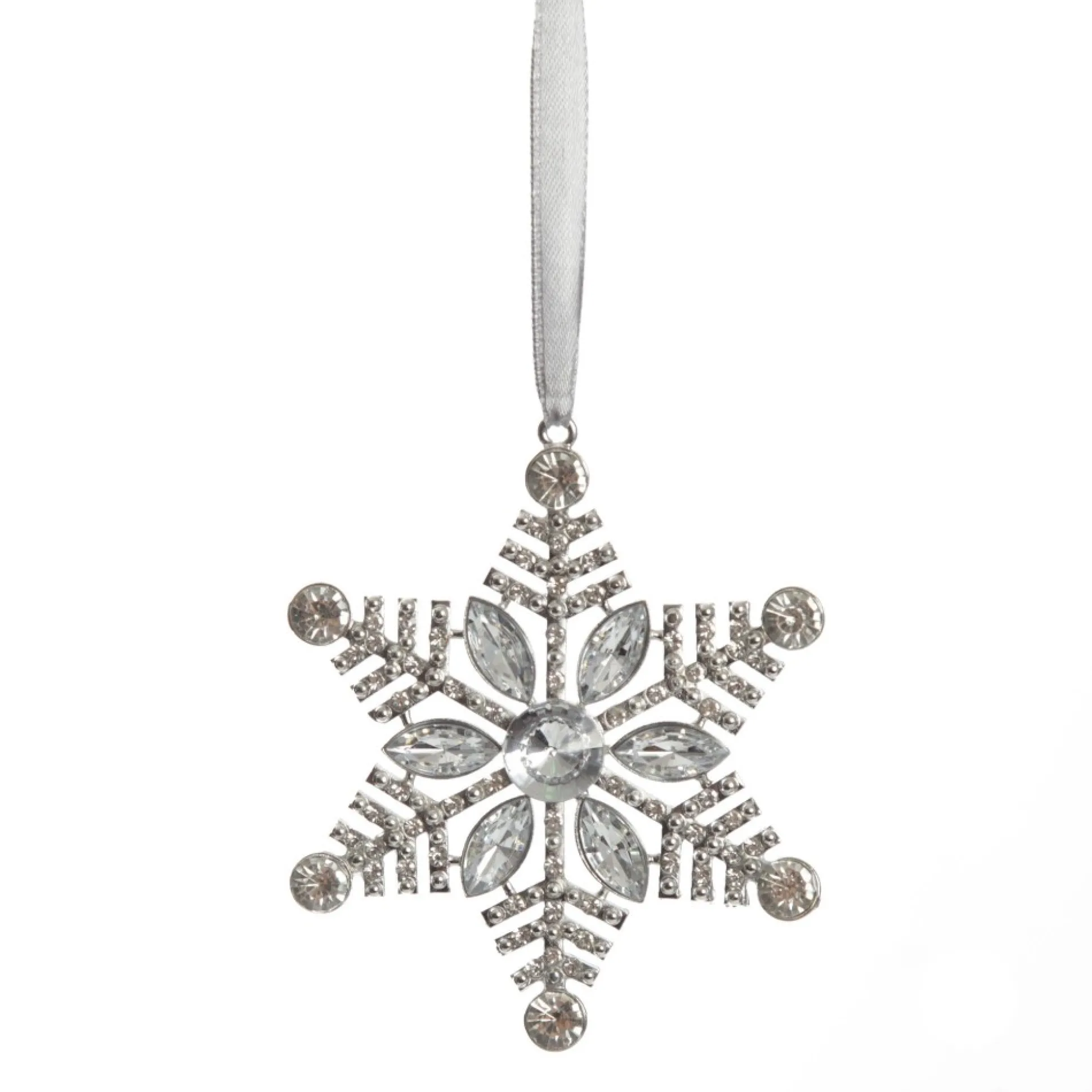 Silver Glitter Snowflake with Diamonte Tree Decoration Snowflakes And Stars|
