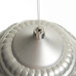 Silver Glitter Swirl Christmas Onion Bauble Finials And Drops|