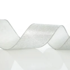 Silver Glitter Wired Christmas RIbbon - 6.5cm Ribbons|