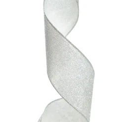 Silver Glitter Wired Christmas RIbbon - 6.5cm Ribbons|