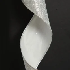 Silver Glitter Wired Christmas RIbbon - 6.5cm Ribbons|