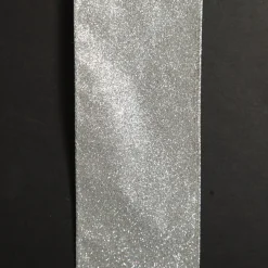 Silver Glitter Wired Christmas RIbbon - 6.5cm Ribbons|