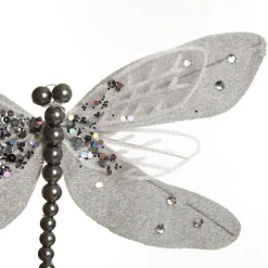 Silver Grey Dragonfly Clip Decoration Butterflies And Birds|