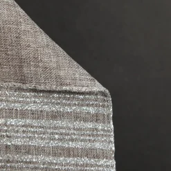 Silver Grey Glitter and Linen Striped Wired Ribbon - 6.5cm Ribbons|