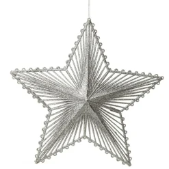 Silver Hollow Glitter Star Snowflakes And Stars|