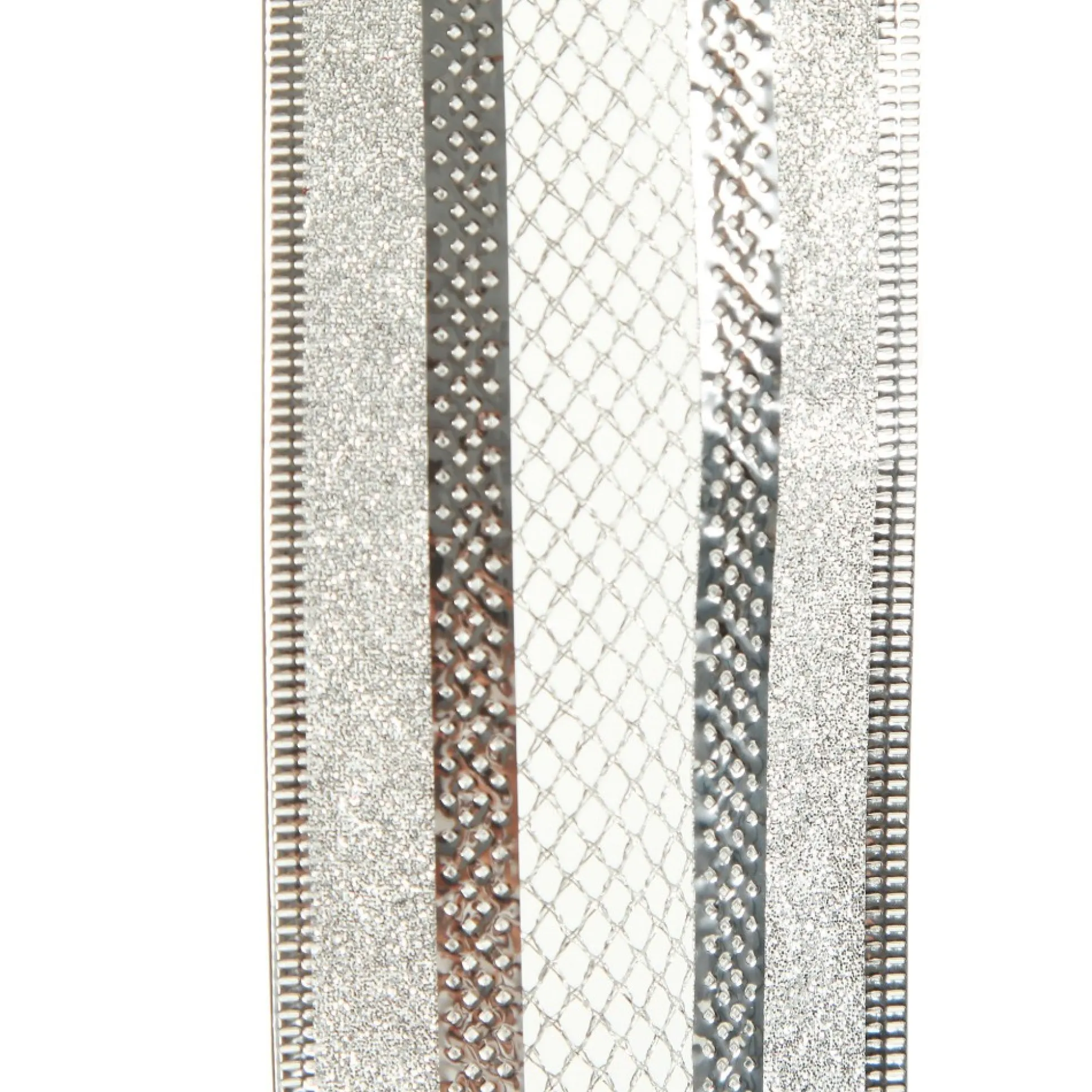 Silver Mesh and Glitter Edge Wired Christmas Ribbon Ribbons|