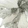 Silver Mesh and White Satin Poinsettia Flower Clip Christmas Flowers|