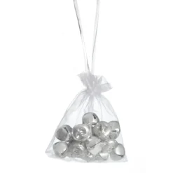 Silver Mini Jingle Bell Decorations - Bag of 15 Christmas Craft Supplies|