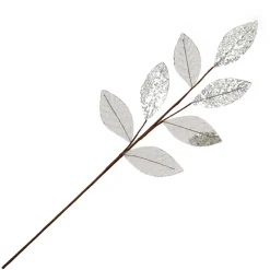 Silver Mixed Leaf Burlap Sequin Spray Christmas Sprays|