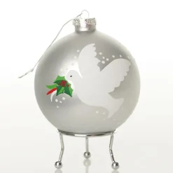 Silver Peace Doves Christmas Bauble Personalised Baubles|