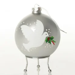 Silver Peace Doves Christmas Bauble Personalised Baubles|