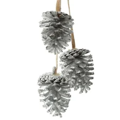 Silver Pine Cone Drop Trio Pinecones And Acorns|