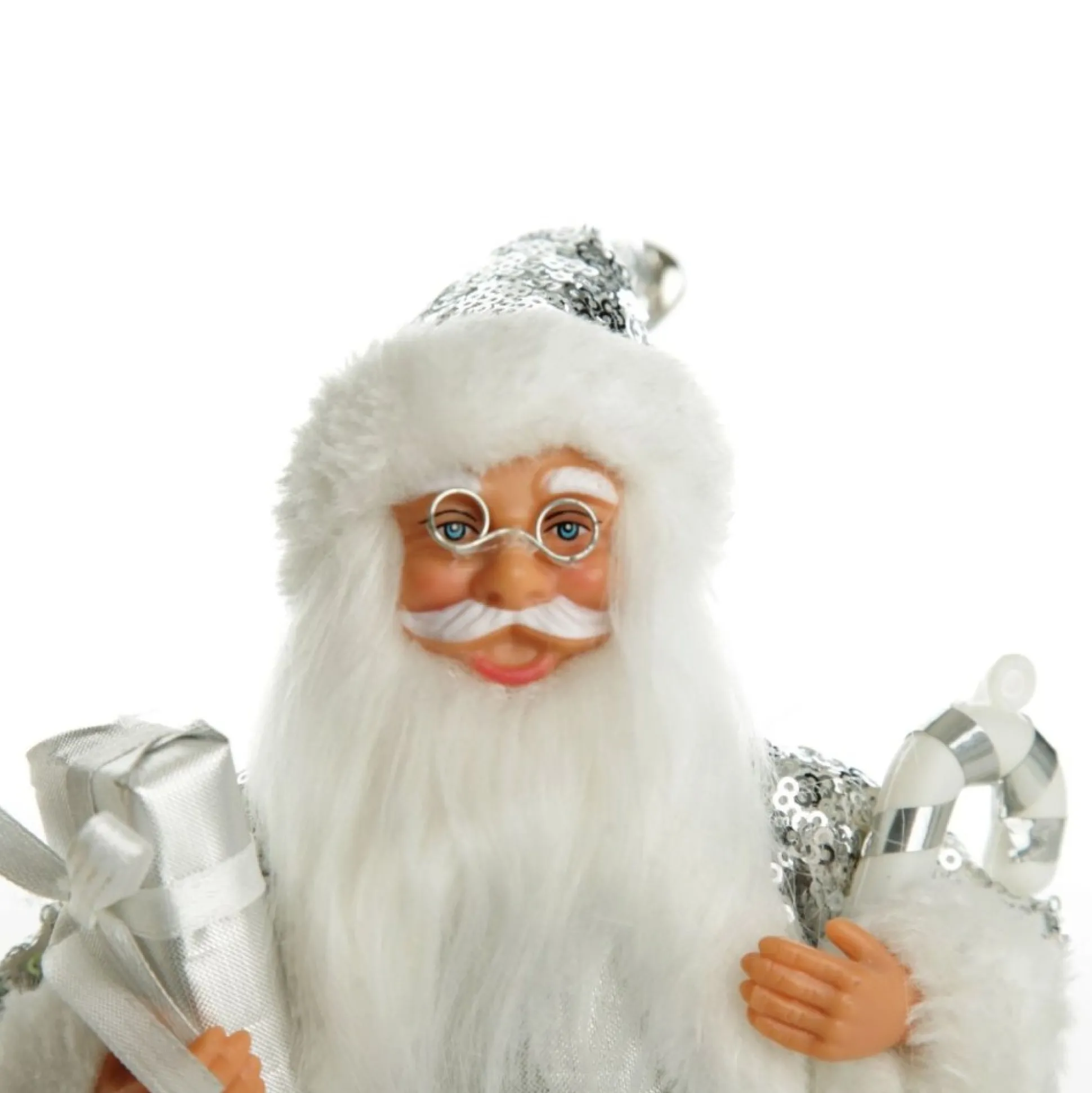 Silver Sequin Santa Ornament Christmas Figurines|