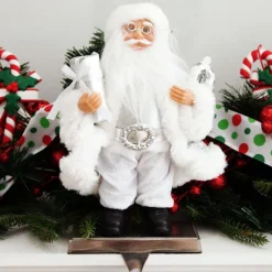 Silver Sequin Santa Ornament Christmas Figurines|