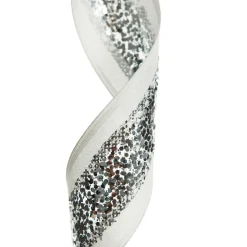 Silver Sequin Wired Christmas Ribbon Ribbons|