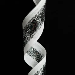 Silver Sequin Wired Christmas Ribbon Ribbons|